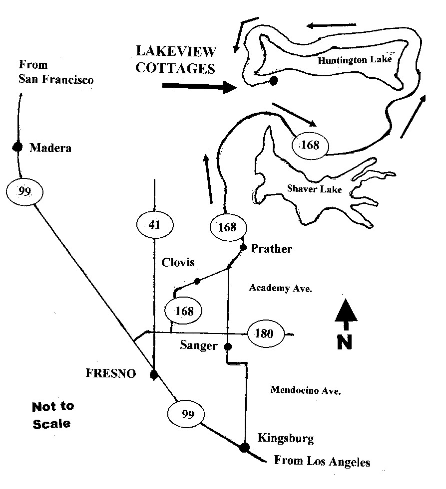 map of route to Lakeview Cottages